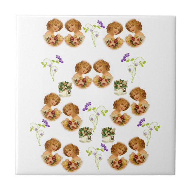 Carreau Carrelage en céramique blanc Victorien (Devant)