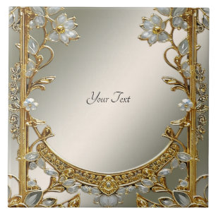 Carreau Carrelage en céramique blanche ornée d'or