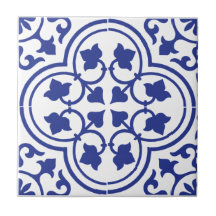 Carrelage en céramique bleu et blanc Motif