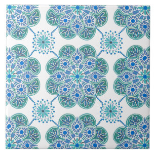 Carreau Carrelage en céramique bleu et vert motif extensib