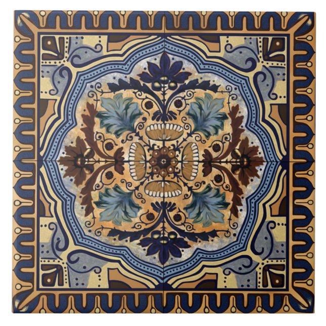 Carreau Carrelage en céramique - Bleu italien traditionnel (Devant)