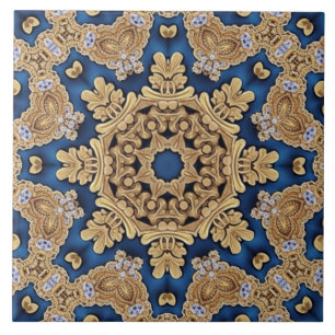 Carreau Carrelage en céramique bleu or