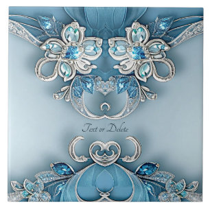 Carreau Carrelage en céramique bleu orné