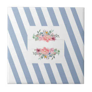 Carreau Carrelage en céramique Bleu Stripe Floral