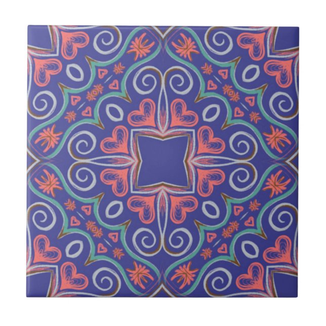 Carreau Carrelage en céramique bleu violet (Devant)