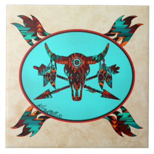 Carreau Carrelage En Céramique Buffalo Crâne Et Flèches