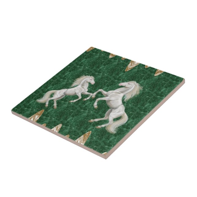 Carreau Carrelage en céramique Chevaux blancs Or vert (Côté)