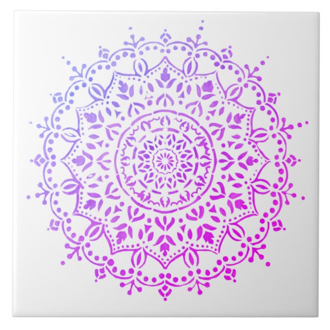 Carreau Carrelage en céramique coloré à motifs floraux (Devant)