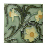 Carreau Carrelage en céramique - Daffodiques Art Nouveau<br><div class="desc">Tuile murale décorative en céramique pour votre maison ou sur le couvercle d'une boîte de garde en bois. Une fois que vous avez votre commande s'il vous plaît laisser vos commentaires & photos in situ sur ma page vous l'avez acheté,  merci</div>