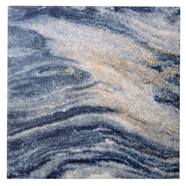 Carreau Carrelage en céramique de Blue Orange Marble Swirl (Devant)