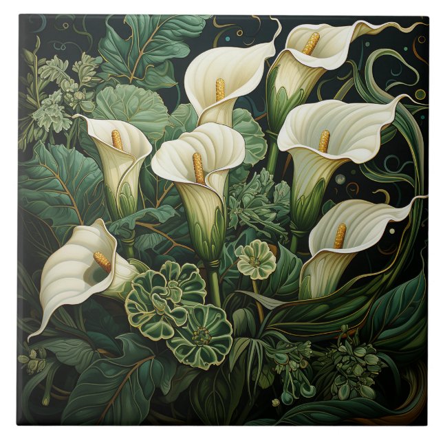 Carreau Carrelage en céramique de Calla Lily Art Nouveau D (Devant)