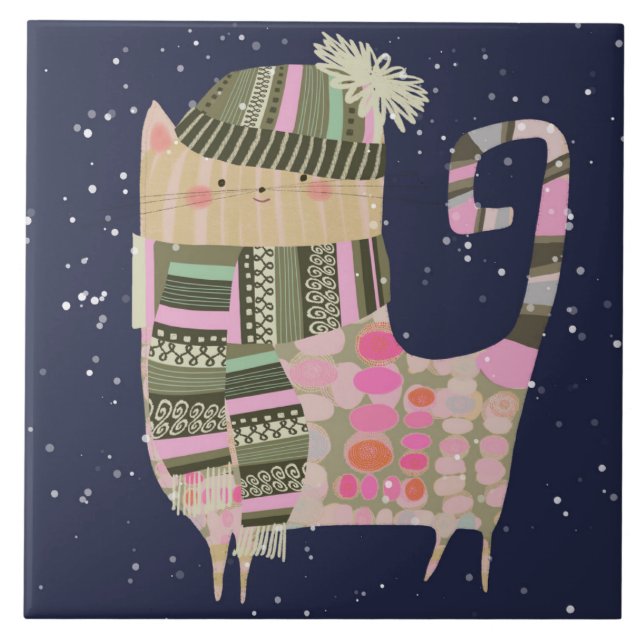 Carreau Carrelage en céramique de chat (Devant)