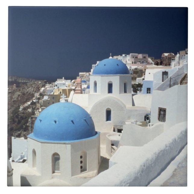 Carreau Carrelage en céramique de l'île de Santoirini Grèc (Devant)