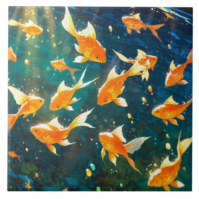 Carreau Carrelage en céramique de poisson doré (Devant)