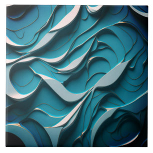 Carreau Carrelage en céramique décorative " Vagues Turquoi