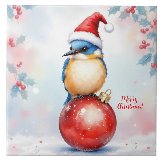 Carreau Carrelage en céramique des oiseaux de Noël (Devant)