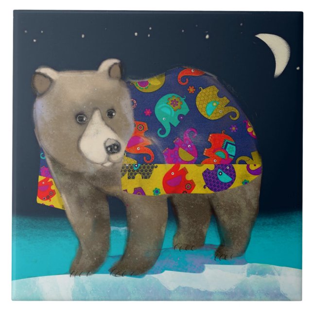 Carreau Carrelage en céramique d'ours/Trivet (carré de 6 p (Devant)