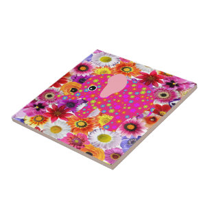 Carreau Carrelage en céramique Eléphant floral