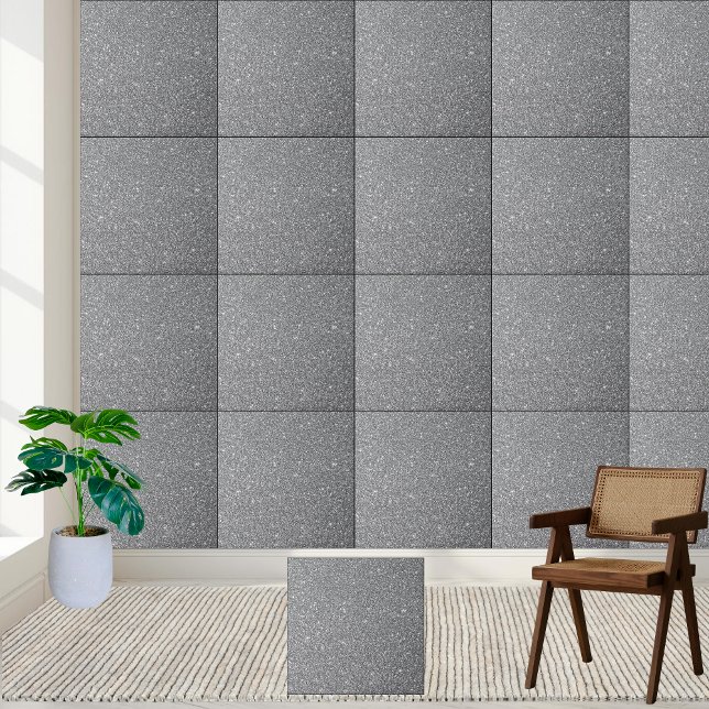 Carreau Carrelage en céramique en Parties scintillant arge (Sparkly Metallic Silver Glitter Ceramic Tile)