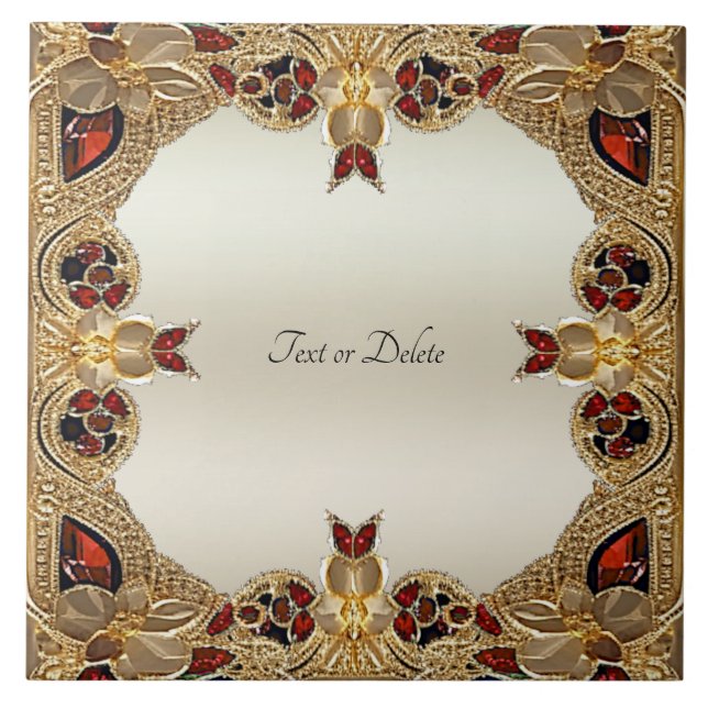 Carreau Carrelage en céramique en pierre rouge aux fleurs  (Devant)