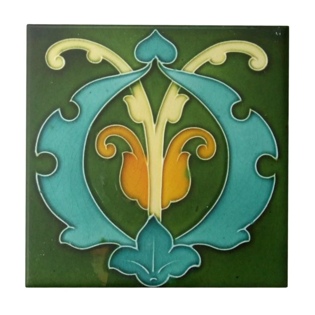 Carreau Carrelage en céramique - Feuillage Art Nouveau Jau (Devant)
