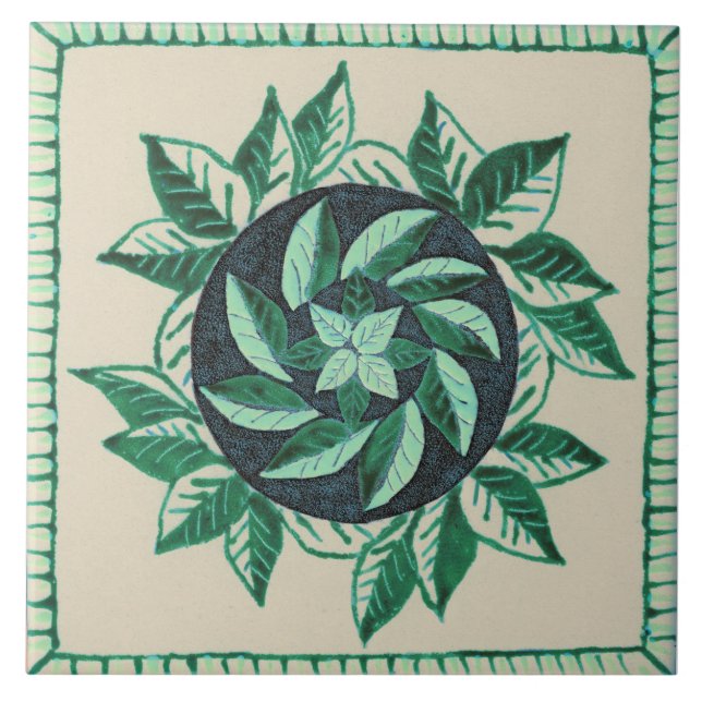 Carreau Carrelage en céramique feuille verte (Devant)