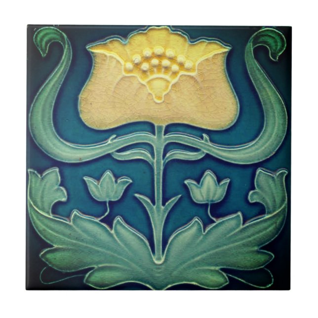 Carreau Carrelage en céramique - Fleur Jaune Art Nouveau (Devant)
