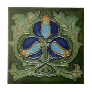 Carreau Carrelage en céramique - Fleurs Art Nouveau Vert B
