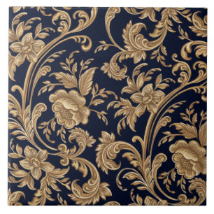Carreau Carrelage en céramique - Floral Bleu Beige