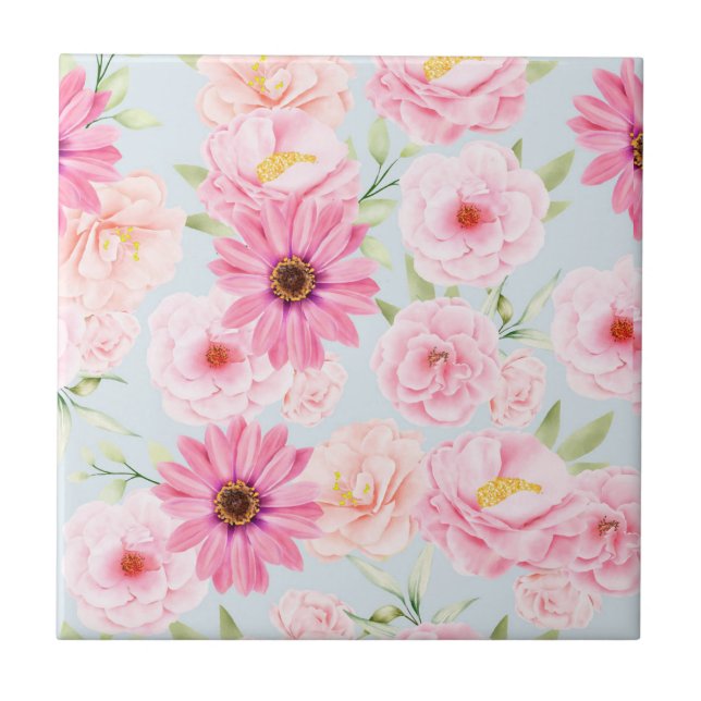 Carreau Carrelage en céramique florale (Devant)