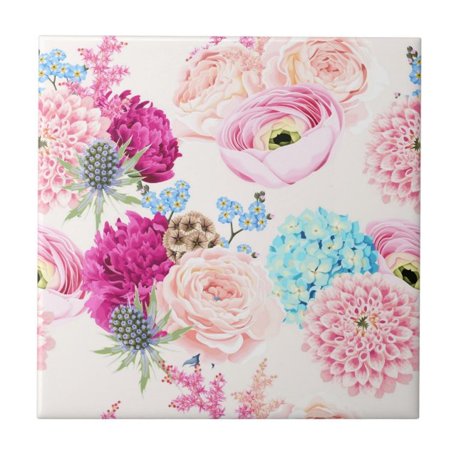 Carreau Carrelage en céramique florale (Devant)