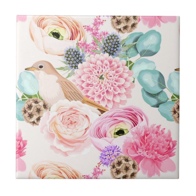 Carreau Carrelage en céramique florale (Devant)