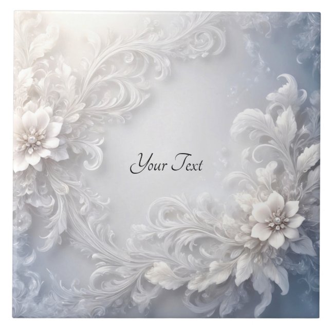 Carreau Carrelage en céramique florale blanche (Devant)