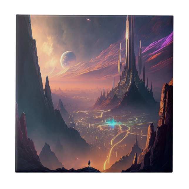 Carreau Carrelage en céramique futuriste de la ville de sc (Devant)