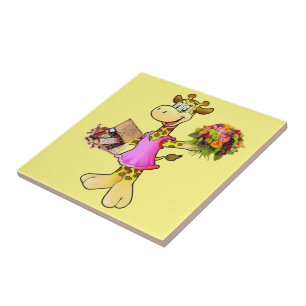 Carreau Carrelage en céramique Giraffe, Floral, Chocolat,