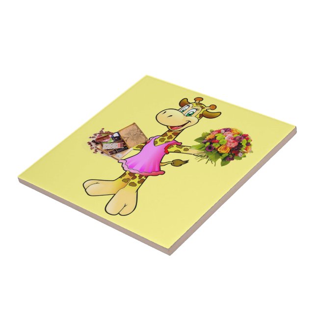 Carreau Carrelage en céramique Giraffe, Floral, Chocolat,  (Côté)