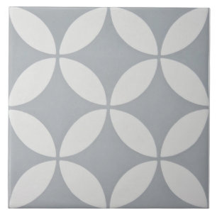 Carreau Carrelage en céramique - Gris et Blanc motif flora