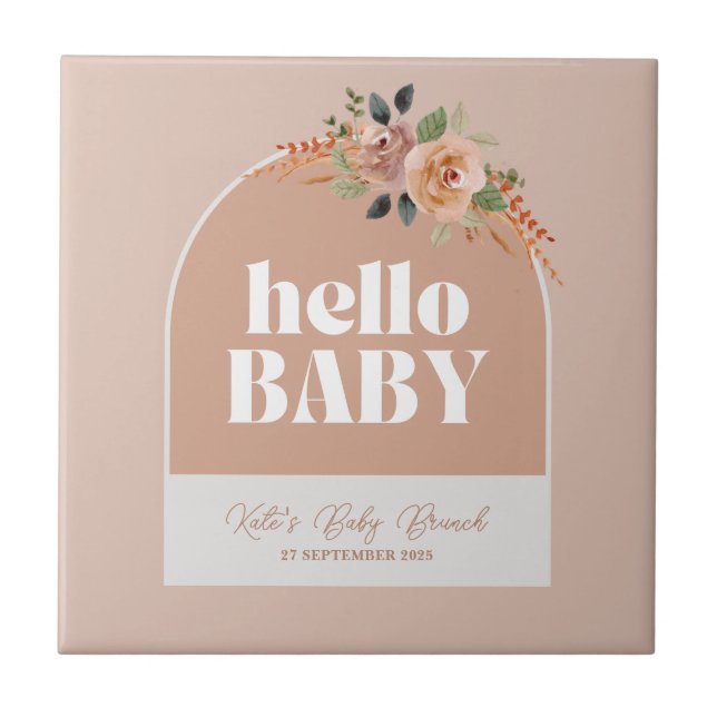 Carreau Carrelage en céramique, Hello Baby, Baby shower mo (Devant)