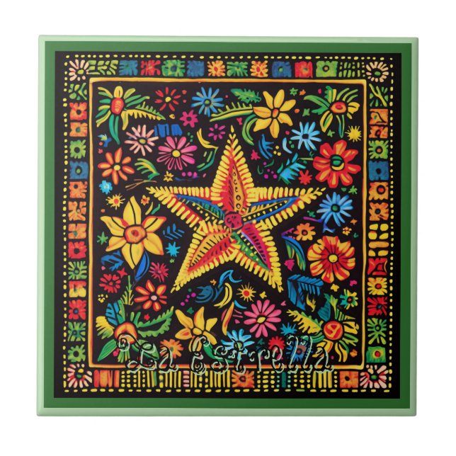 Carreau Carrelage en céramique Huichol Loteria : La Estrel (Devant)