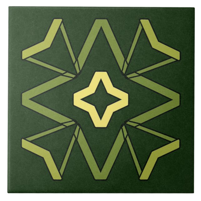 Carreau Carrelage en céramique - Jaune et vert Motif textu (Devant)