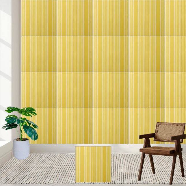 Carreau Carrelage en céramique Jaune Sunshine Style 2 (Sunshine Yellow Stripe Ceramic Tile Style 2)