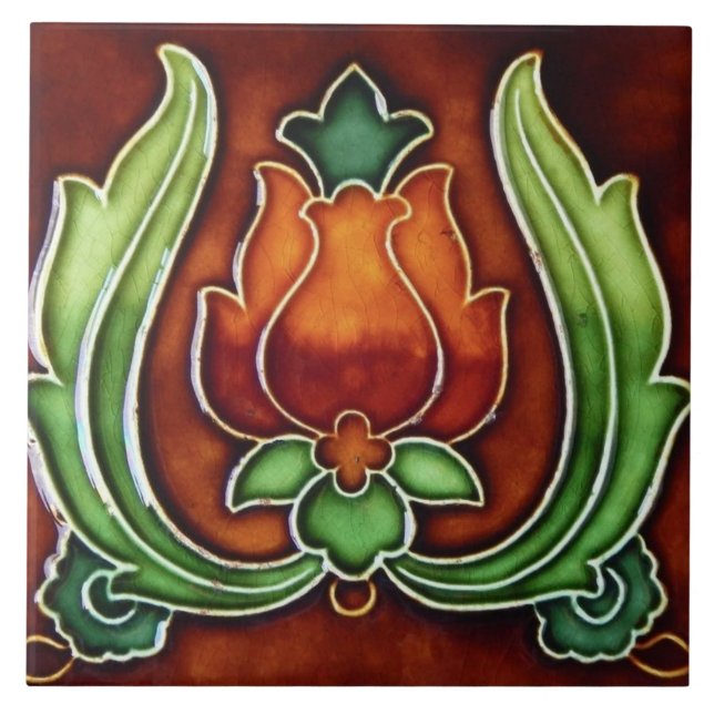 Carreau Carrelage en céramique - Look Vintage Art Nouveau  (Devant)