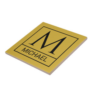 Carreau Carrelage en céramique M or personnalisé avec init