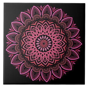 Carreau Carrelage en céramique Mandala rose et corail