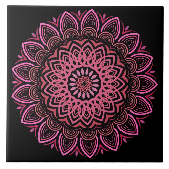 Carreau Carrelage en céramique Mandala rose et corail (Devant)