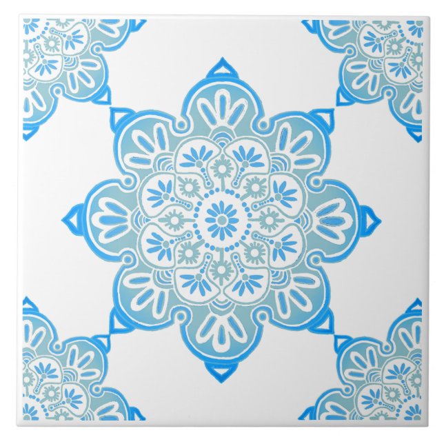 Carreau Carrelage en céramique Médaillon Turquoise (Devant)