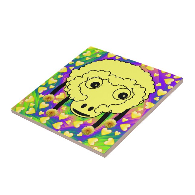 Carreau Carrelage en céramique Mouton Coeurs jaunes (Côté)