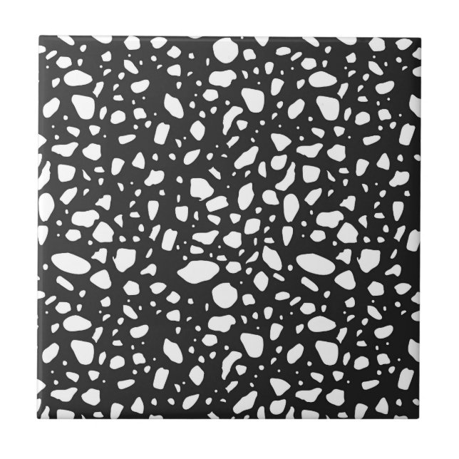 Carreau Carrelage En Céramique Noire Moderne À Décor Blanc (Devant)