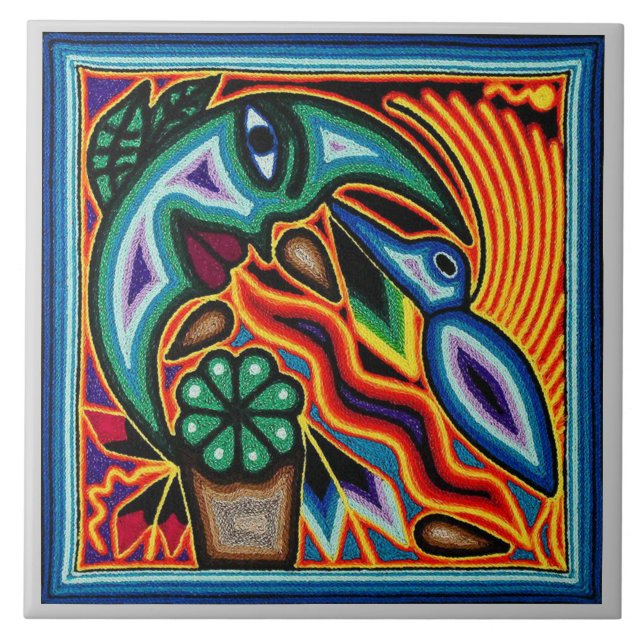 Carreau Carrelage en céramique - Oiseau et Lune (Devant)