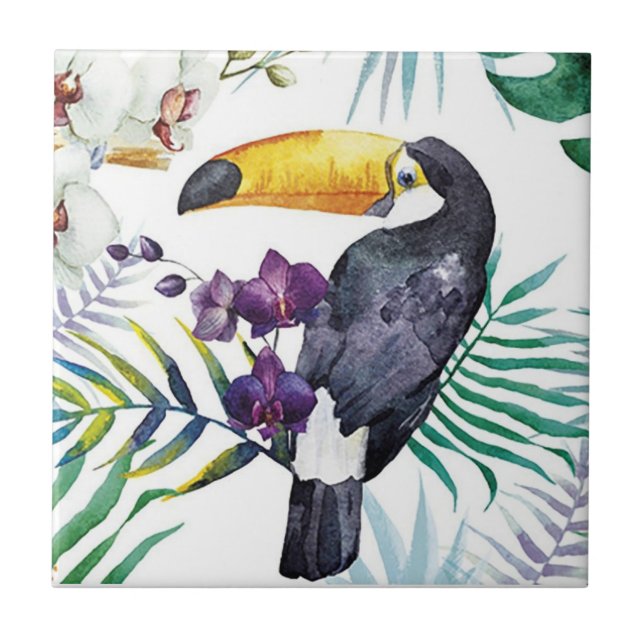 Carreau Carrelage en céramique - Oiseau tropical (Devant)